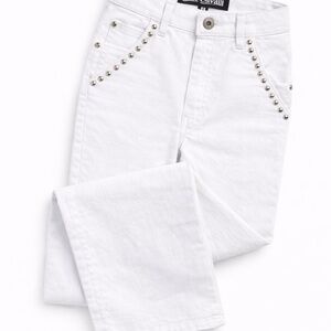 Just Cavalli Women's White Straight Leg Jeans with Studs
